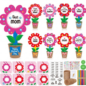 Motipuns 48-pack flower pot craft kit contents shown for creative projects