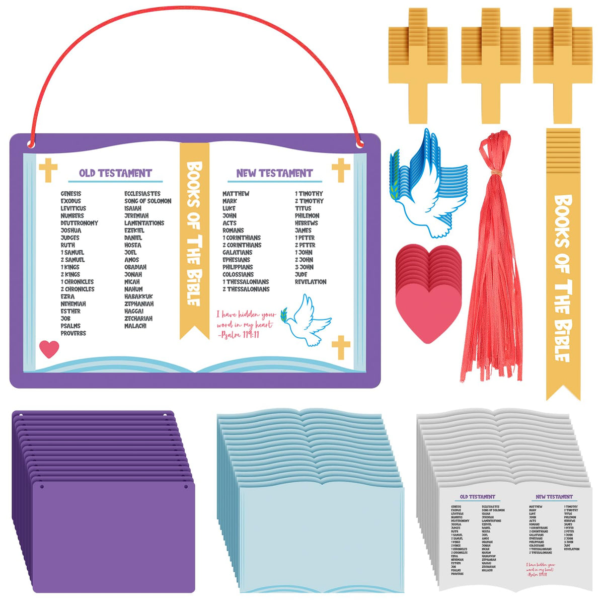 Motipuns Bible craft sets pack shows 24 kits for Sunday school activities