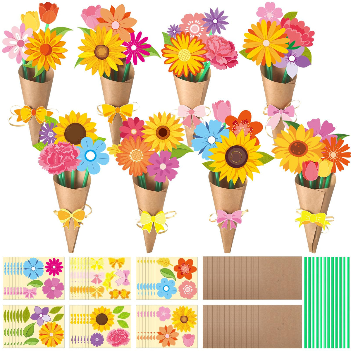 Motipuns flower bouquet craft kit assembly with pre cut flowers for easy DIY gifts