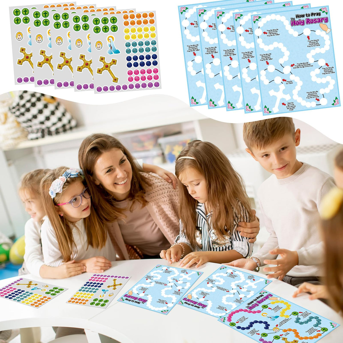 Motipuns Pray The Rosary scene-kit durable coated paper for crafts.