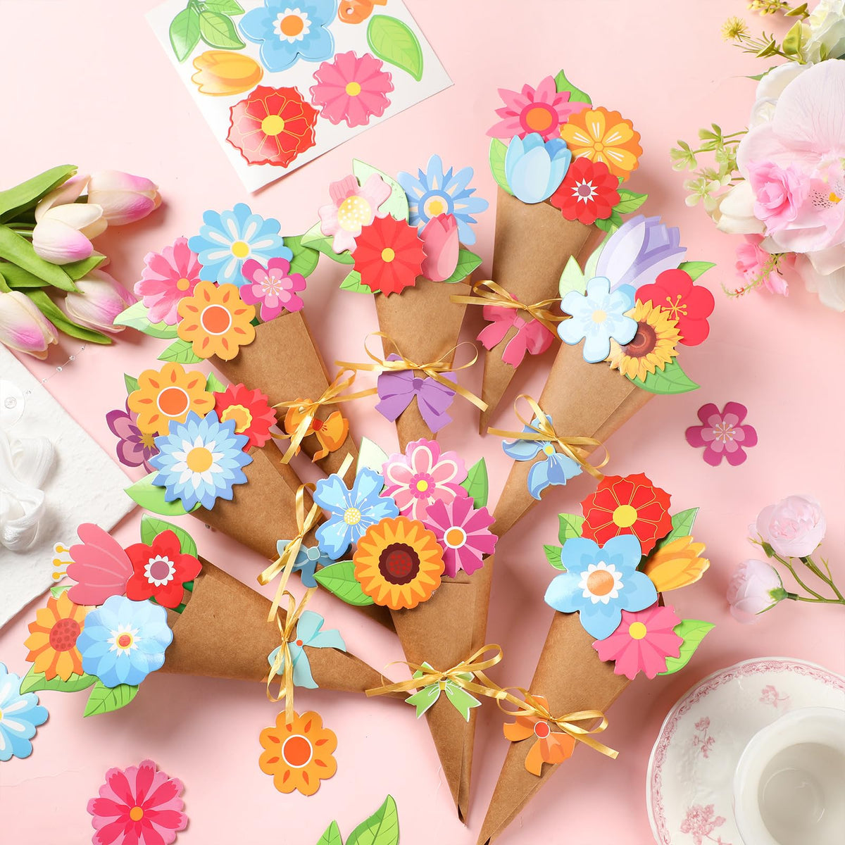Motipuns spring bouquet kit pre-cut flowers ready to craft and customize
