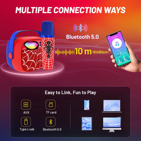 Motivekit Mini Karaoke Machine offers Bluetooth 5.0 connectivity and versatile playback options.