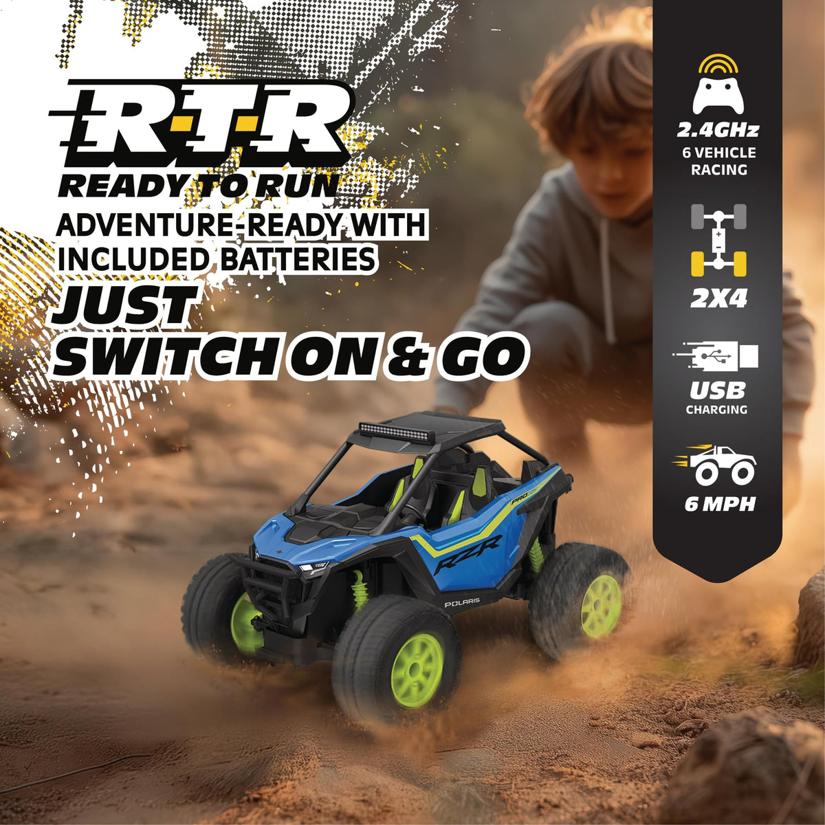 Motor Dayz Polaris RZR RC UTV with 2.4GHz for interference-free racing