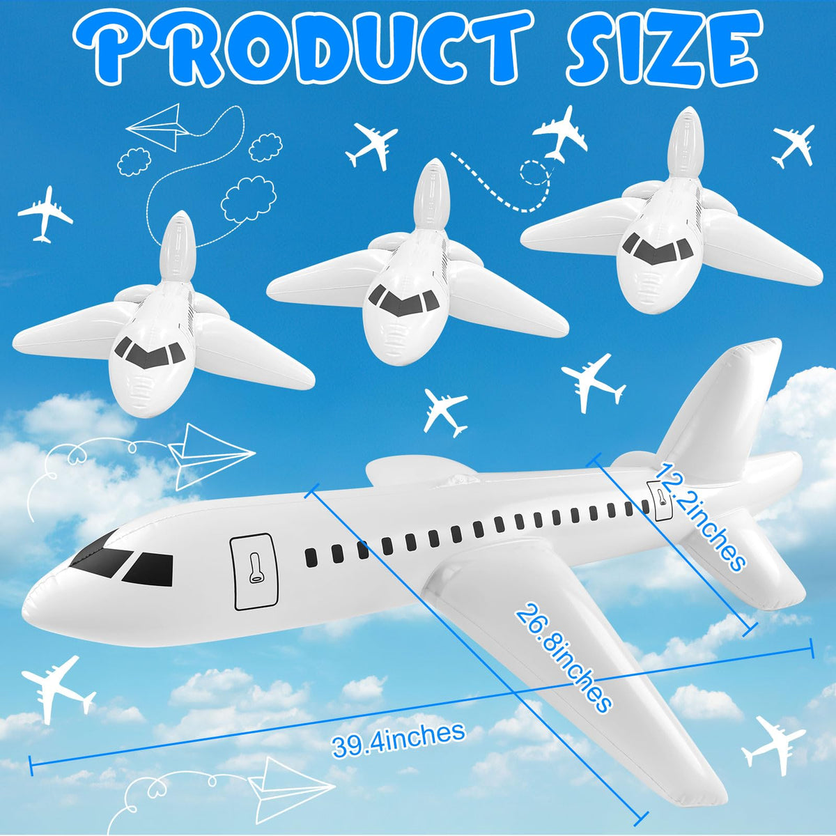 Mototo 8-piece inflatable airplane set, great for themed parties and DIY decorations.