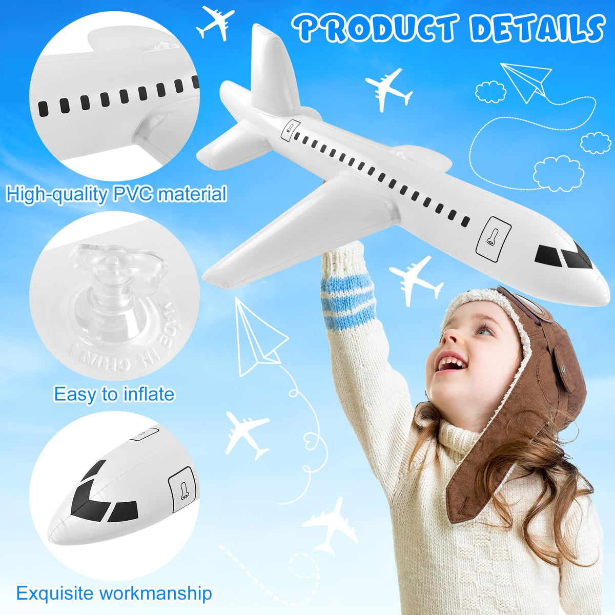 Mototo inflatable airplane for pool party decor and outdoor birthday celebrations.