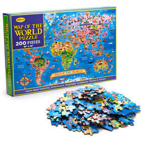 MOTYAWN world map puzzle assembled—educational geography activity for kids and adults.