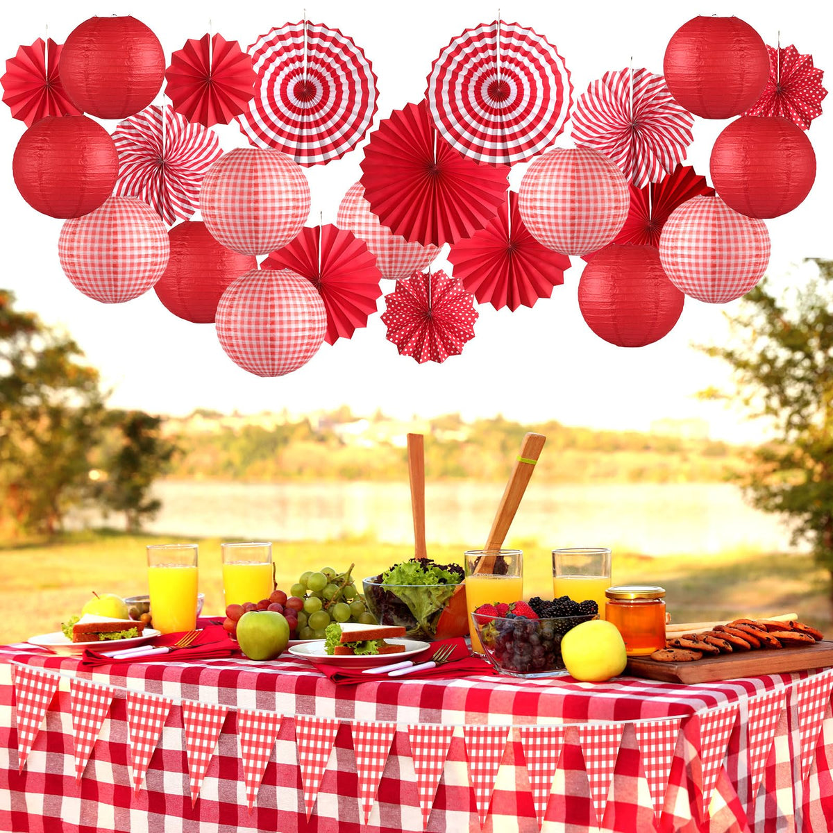 Moukeren flag roll with red-white checkered triangles for borders and archways