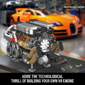 Mould King W16 engine exhaust system shows authentic detailing
