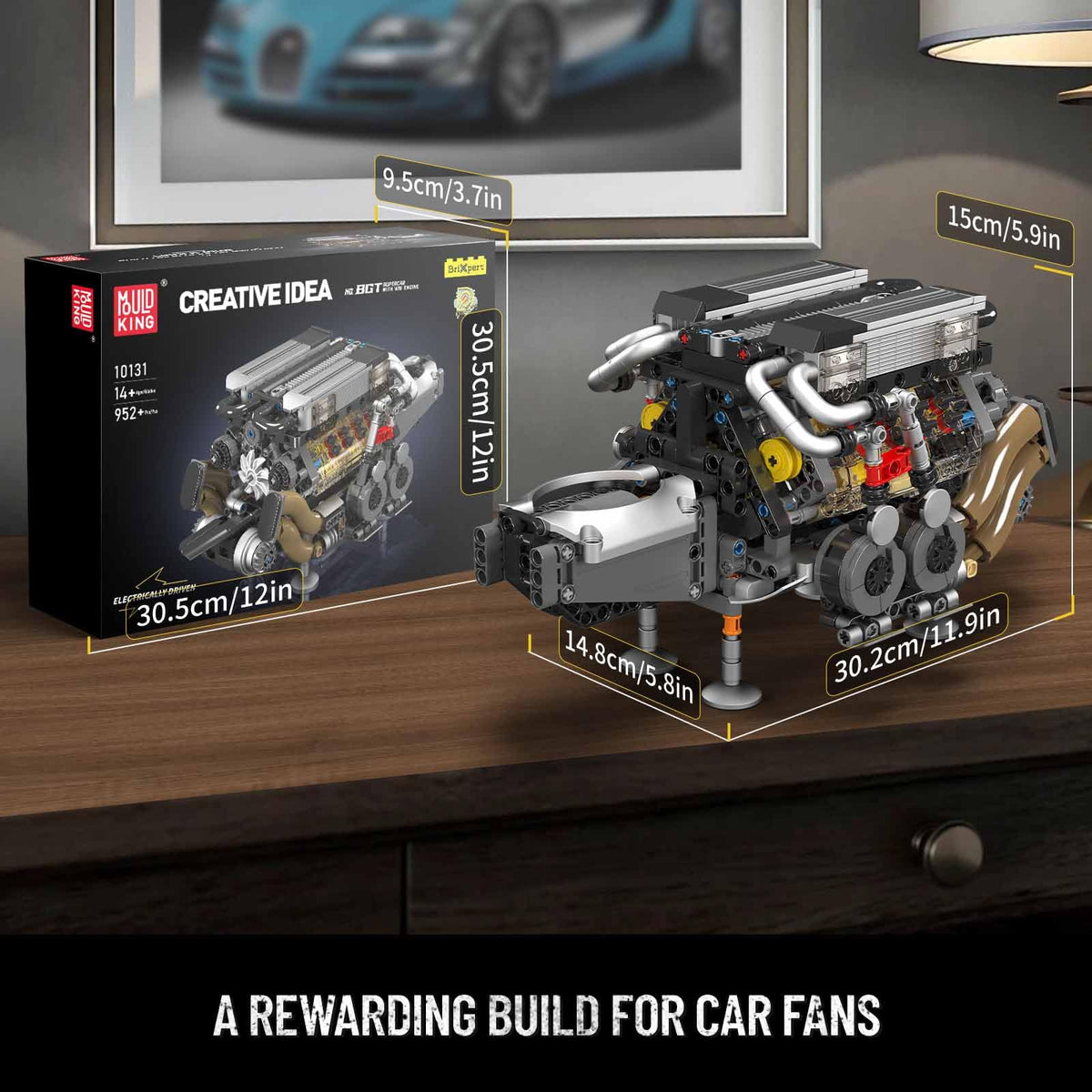 Mould King W16 engine piston movement captures synchronized engine dynamics