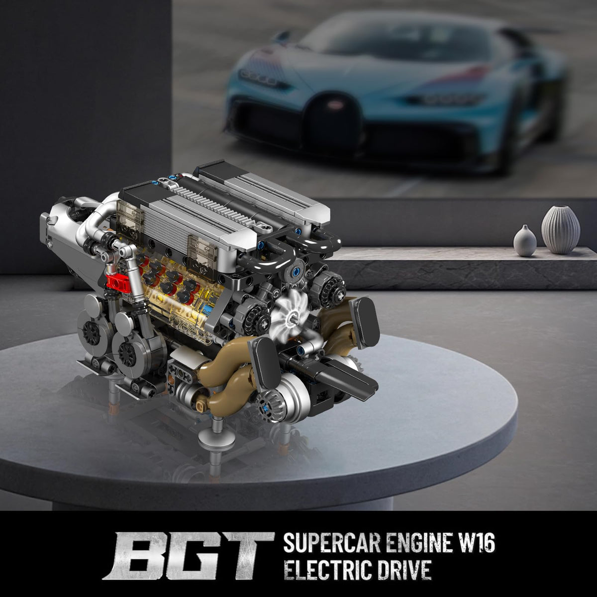 Mould King W16 engine running demonstrates a functional model for STEM exploration