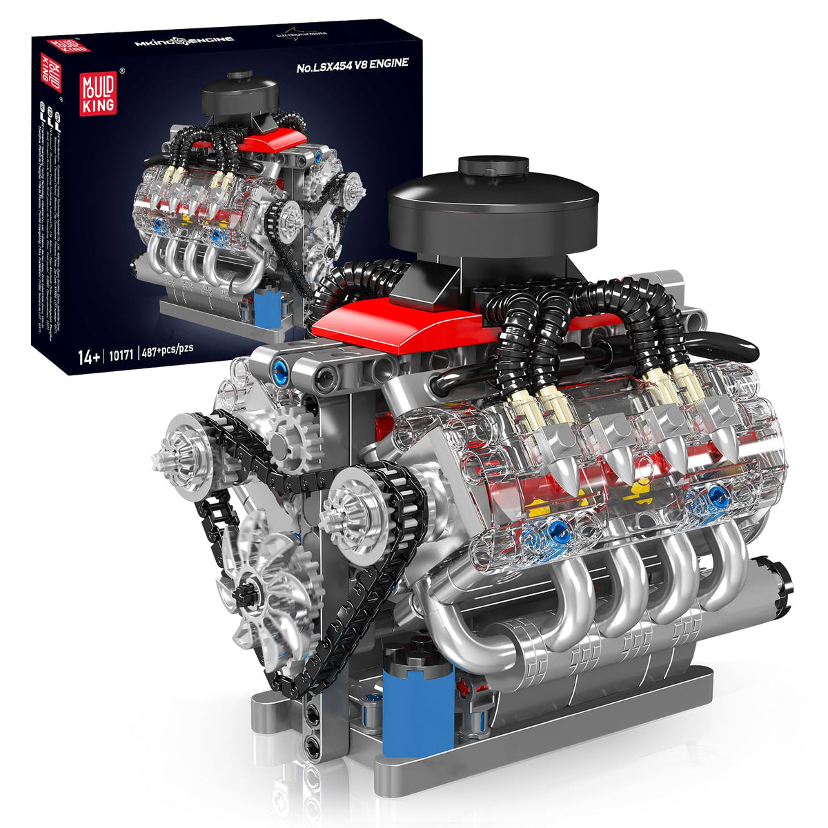 Mould King 10171 engine kit box with manual for assembly and exploration