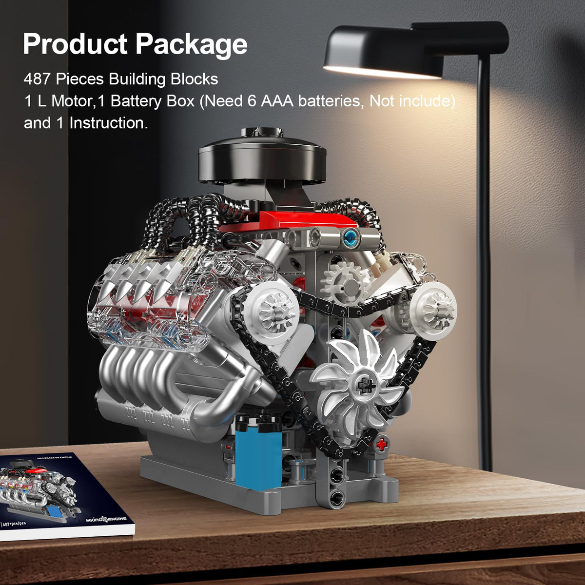 Mould King 10171 working engine with motor for display