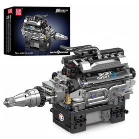 Mould King 10205 V12 engine front view for car enthusiasts.