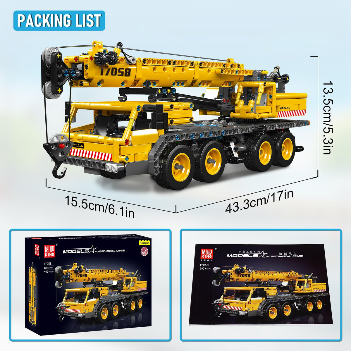Mould King 997-piece kit with colorful instructions inspires step-by-step building.