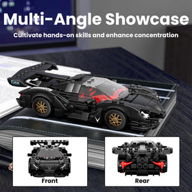 Mould King built sports car stands as a striking desk display piece
