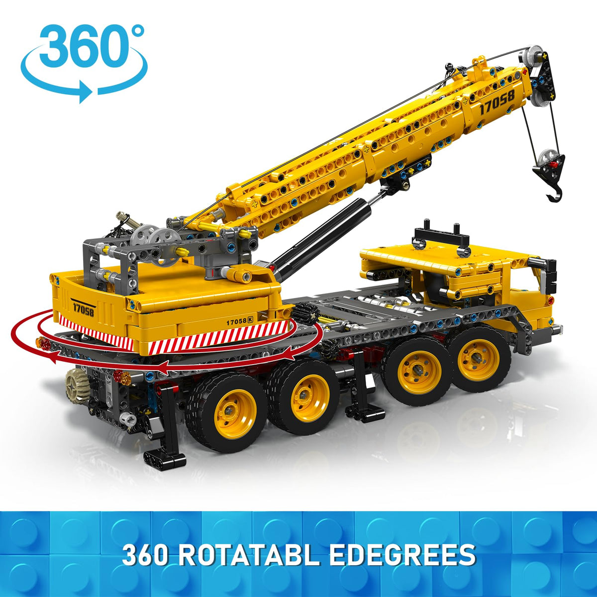 Mould King crane hook and winch in action showcases realistic construction play.