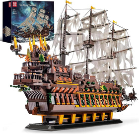 Mould King large pirates ship assembly showing a detailed 4364+ piece build for display