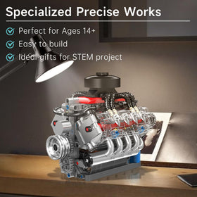 Mould King LSX454 transparent cylinder head showing internal valve movement.