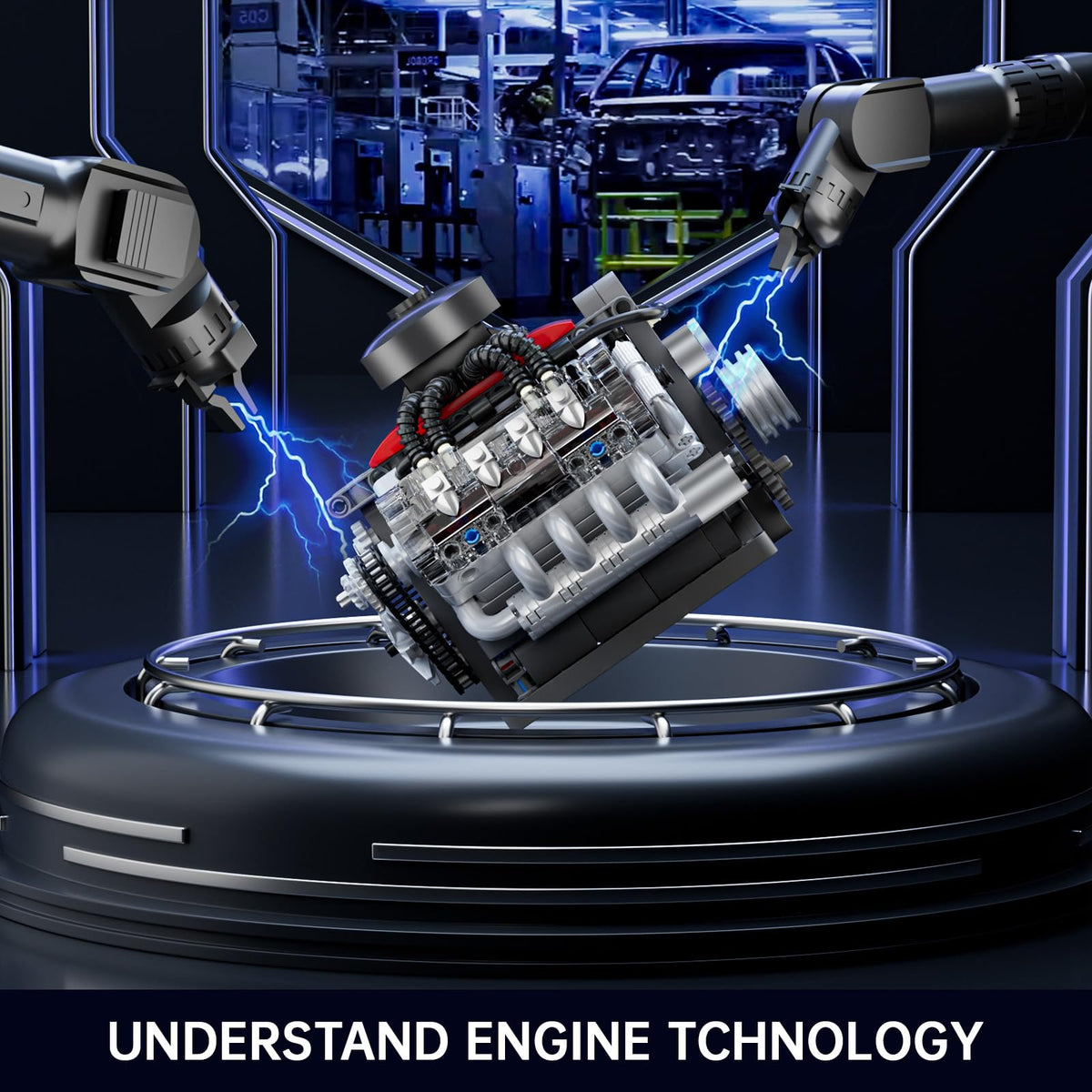 Mould King Mini V8 Engine 10171 immersive build experience for teens and adults.