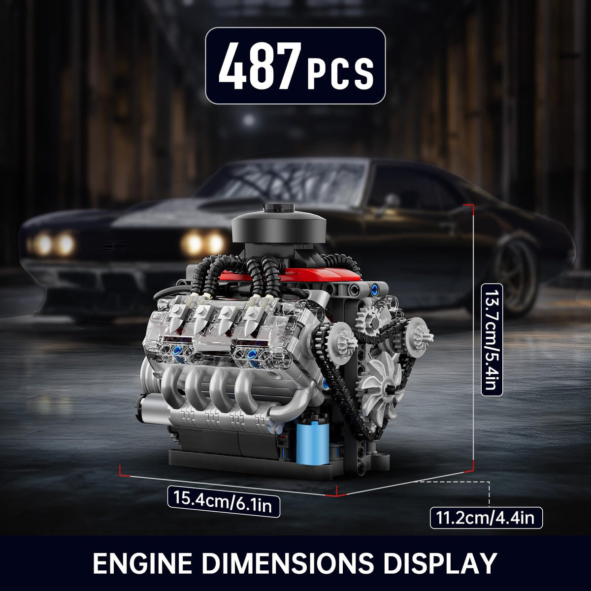Mould King Mini V8 Engine 10171 high-quality construction for durable STEM projects.
