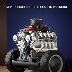 Mould King Mini V8 Engine 10171 piston motion demonstration for visual understanding.