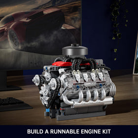 Mould King Mini V8 Engine 10171 turbocharger detail for realistic model building.