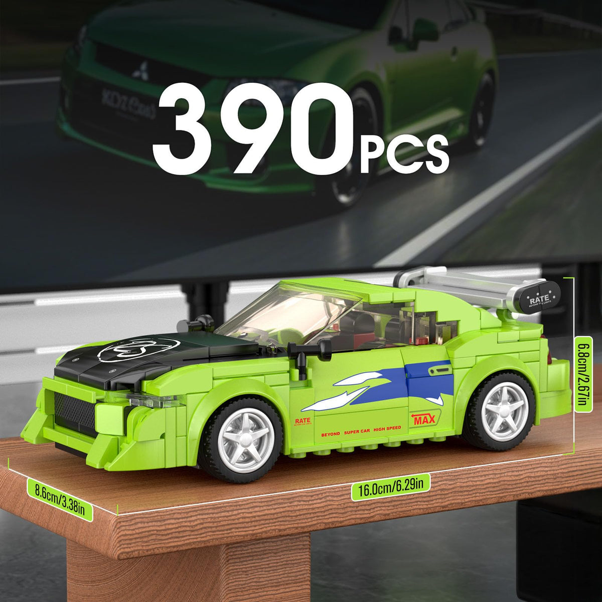 Mould King Speed Champion close-up sticker detailing enhances realism.
