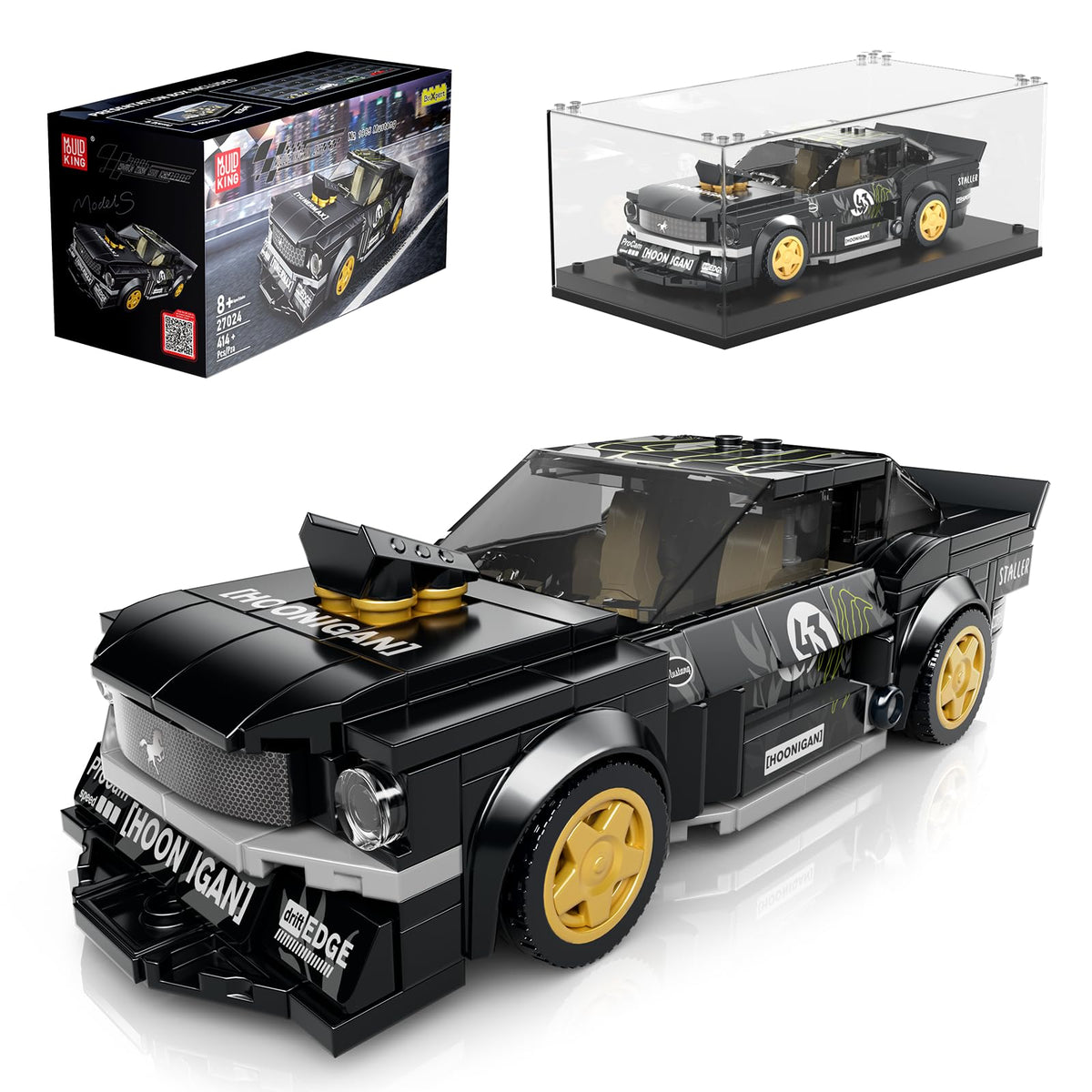 Mould King Super Car model assembled for display with realistic detailing.