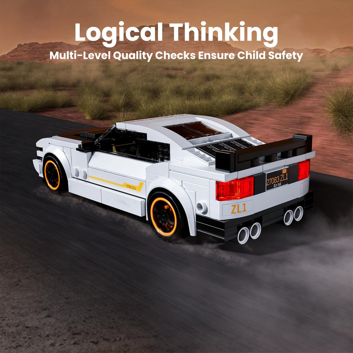 Mould King ZL-1 rear view model car kit with authentic detailing