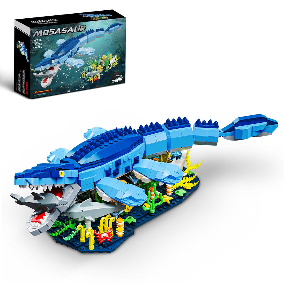 Mov Stone Mosasaurus with movable jaw detail for imaginative play and fine motor skills.