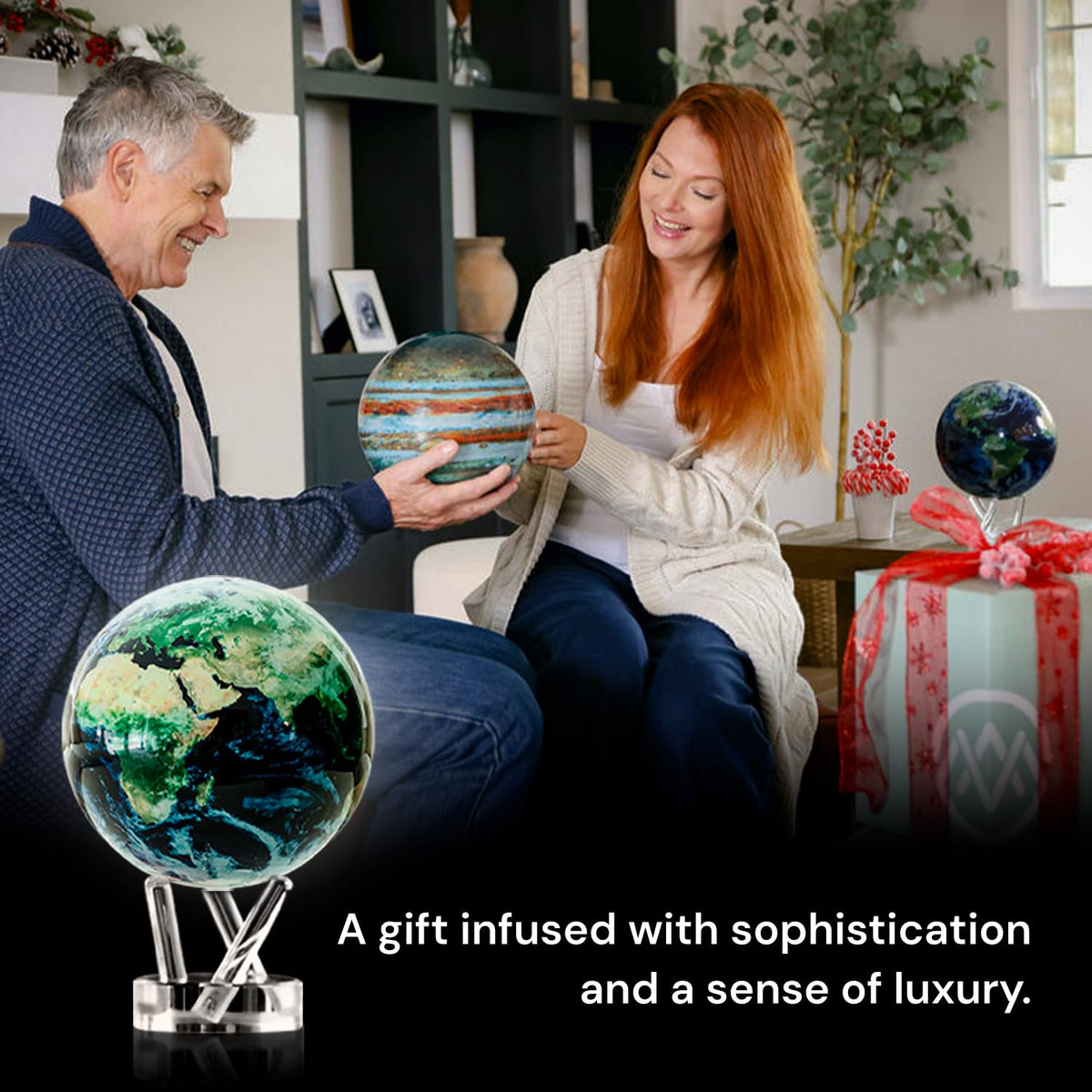 MOVA Globe close-up reveals dual-layer acrylic and smooth rotation.