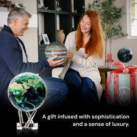 MOVA Globe close-up reveals dual-layer acrylic and smooth rotation.