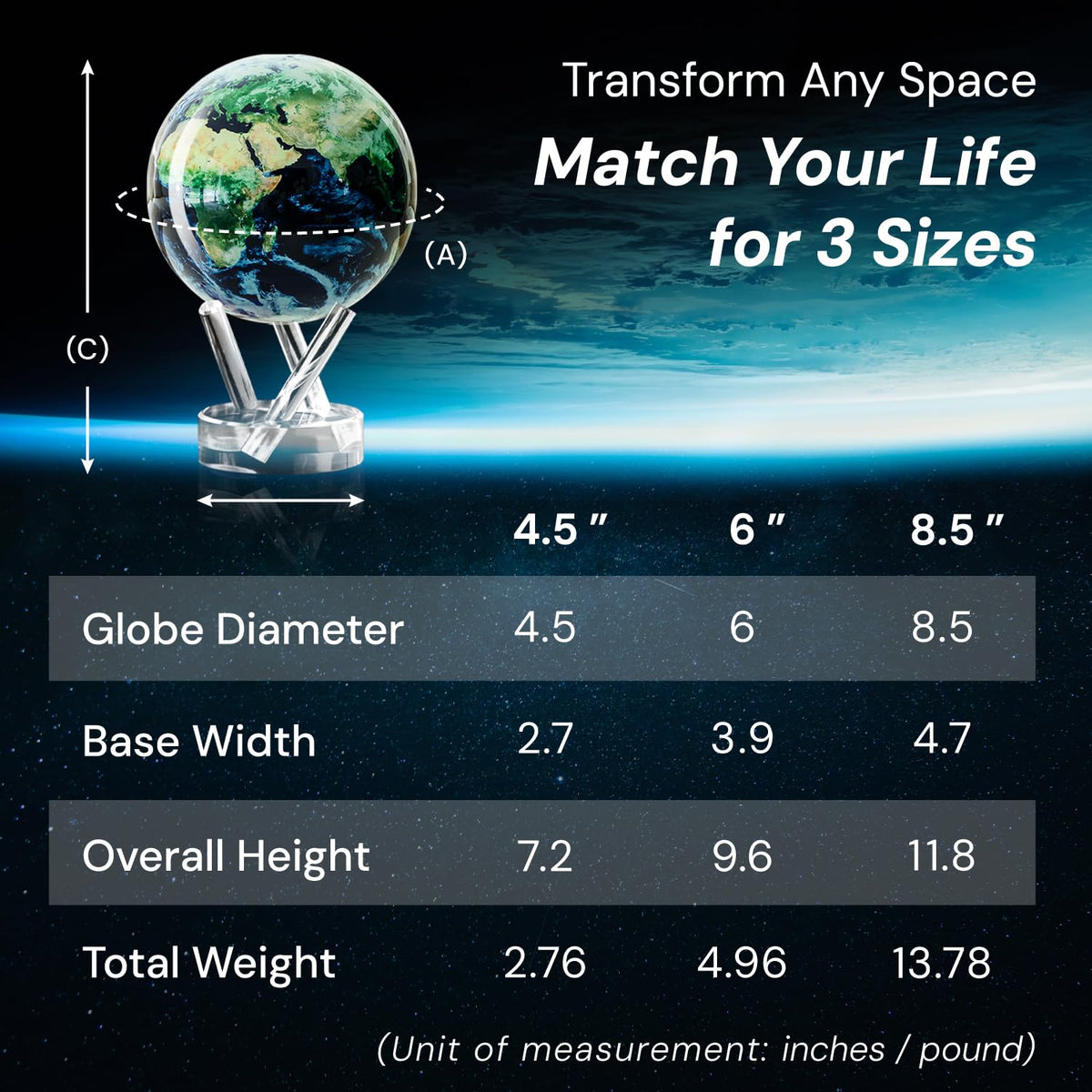 MOVA Globe Signature 6in desk display showcases a floating Earth with Clouds