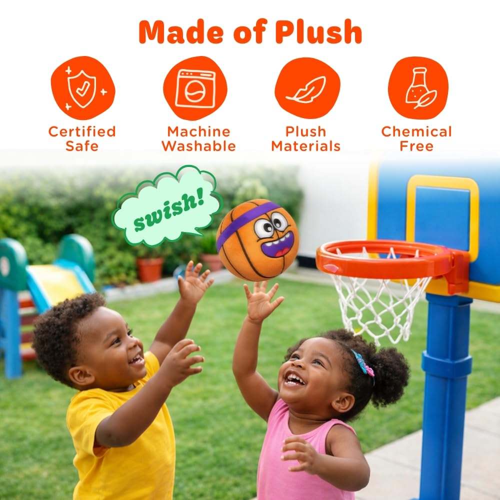 Move2Play plush ball is double-stitched and machine-washable.