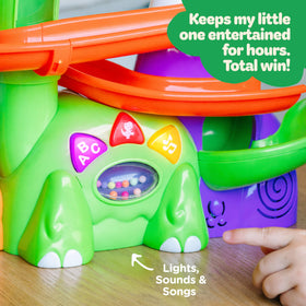 Move2Play Dino Ball Popper sound buttons emphasize colors and numbers during play