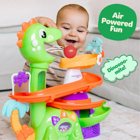 Move2Play Dino Ball Popper track action shows balls moving around the loop for tracking practice