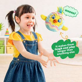 Move2Play Easter Egg Toss display of 40+ puns and sound effects.