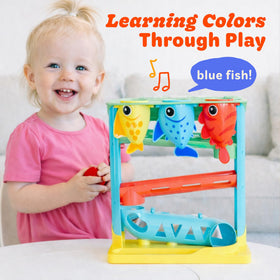 Move2Play Feed The Fish highlights colors, numbers, and letters for learning