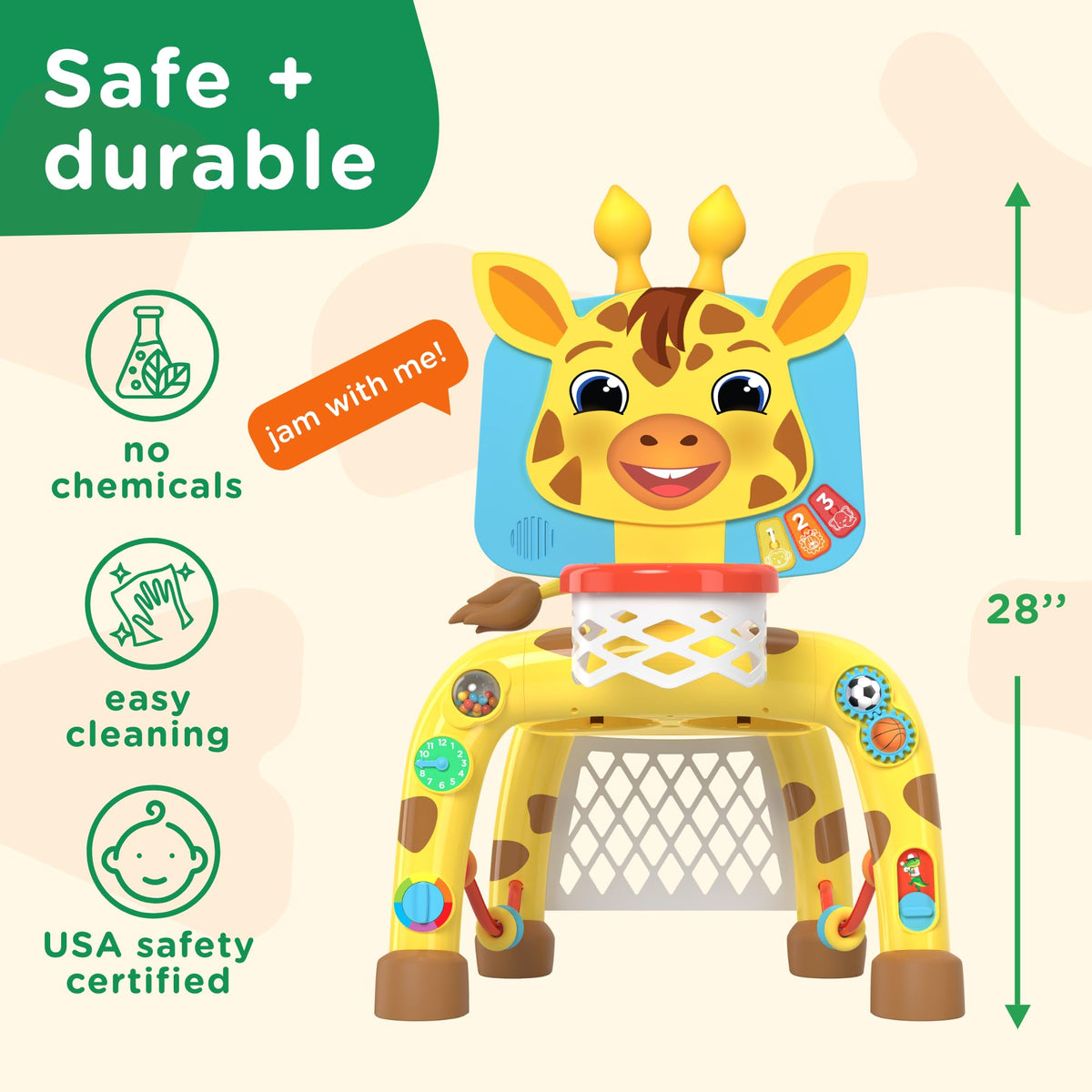 Move2Play giraffe gift packaging makes gift-ready setup for birthdays.