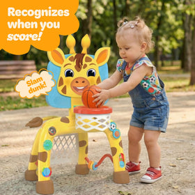 Move2Play giraffe sensory panel with buttons and gears supports fine motor play.