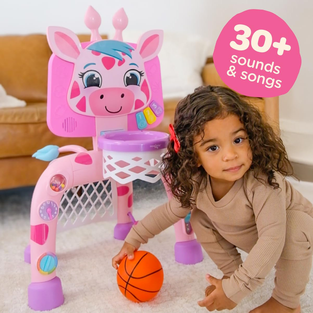 Move2Play Giraffe Soccer Goal in motion for social play and coordination practice.