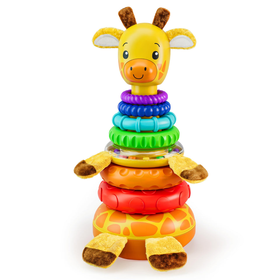 Move2Play Giraffe Stacker with seven rings ready for stacking and fine motor play