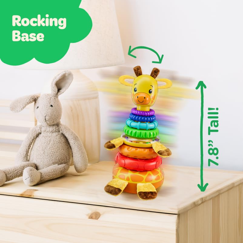 Move2Play Giraffe Stacker colorful rings aid visual tracking and exploration
