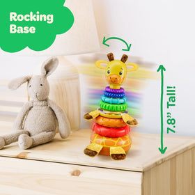 Move2Play Giraffe Stacker colorful rings aid visual tracking and exploration