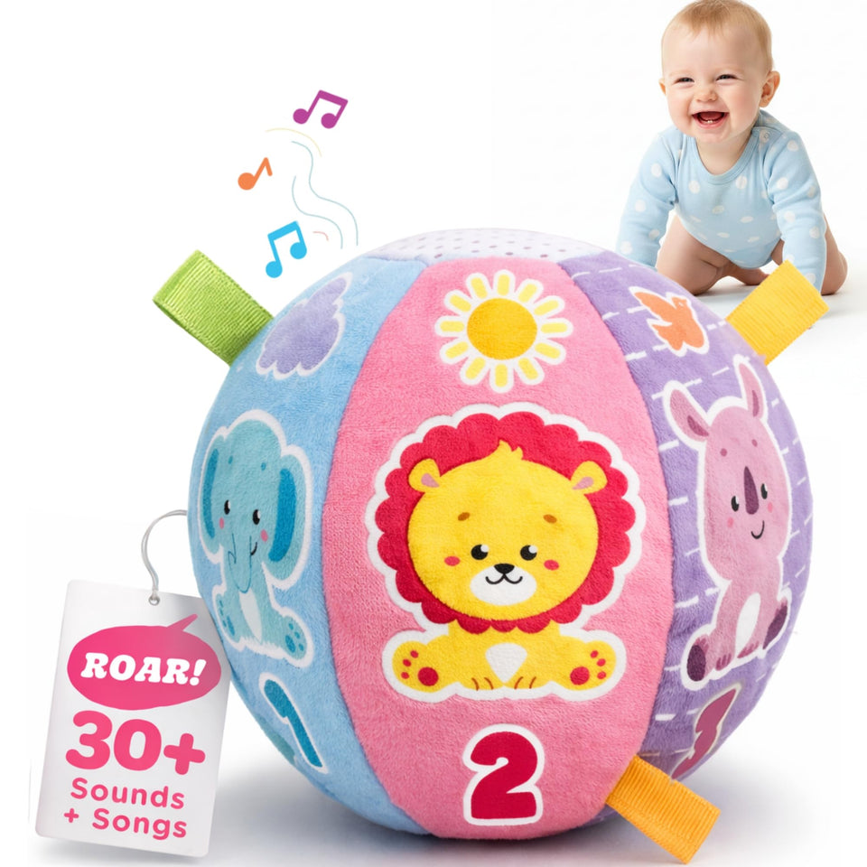 Move2Play interactive baby ball roll emphasizes encouraging movement and hand-eye coordination.