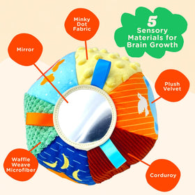 Move2Play baby ball uses soft plush for safe, cozy sensory play.