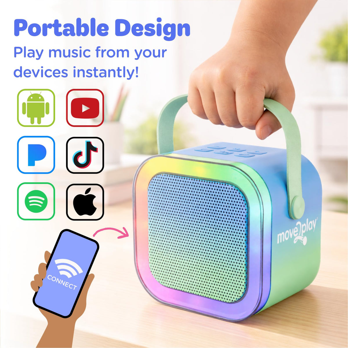 Move2Play durable portable design for playrooms and living rooms.