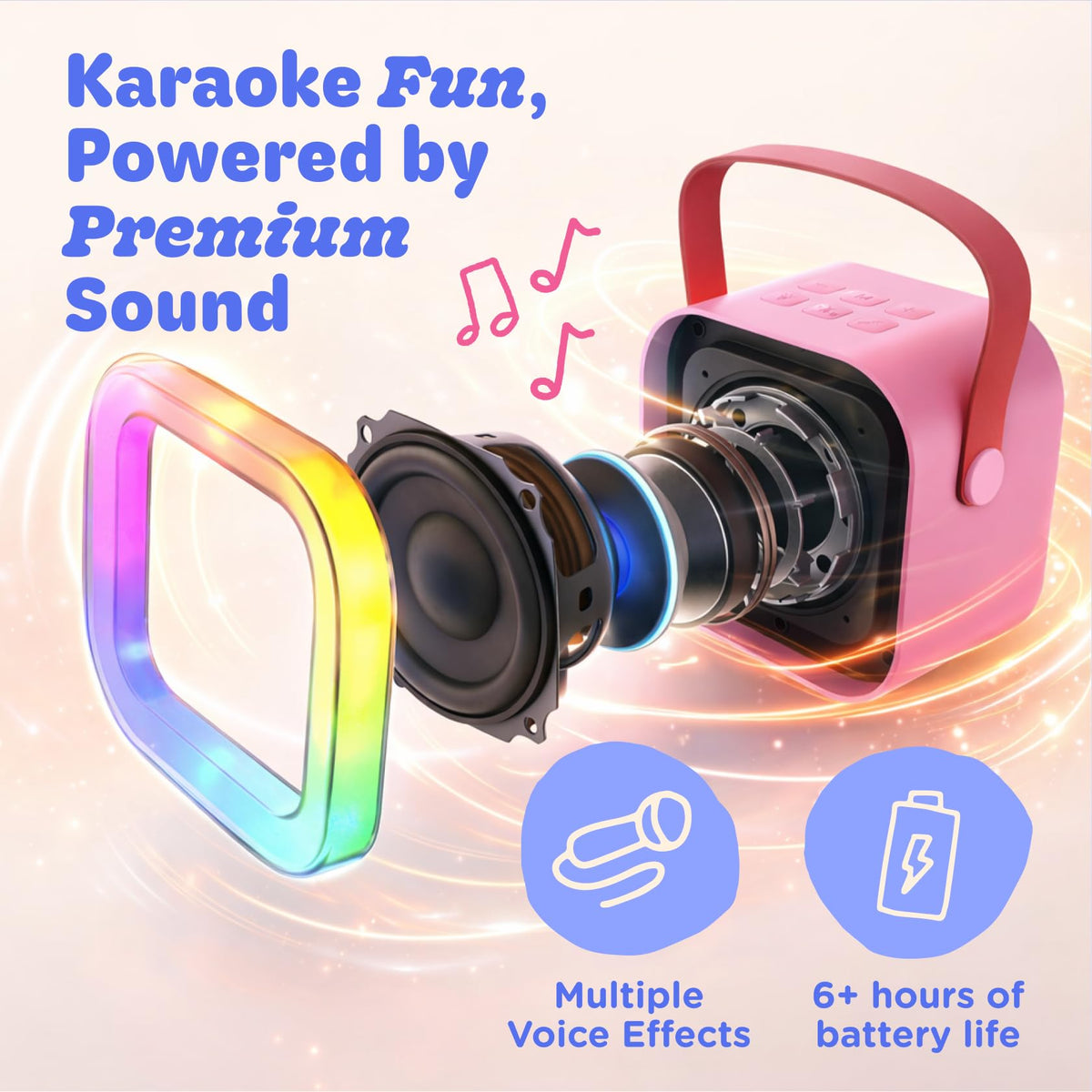 Move2Play karaoke machine battery life up to six hours for parties