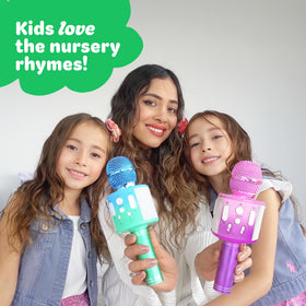 Move2Play Karaoke Microphone held by child for easy grip and fun