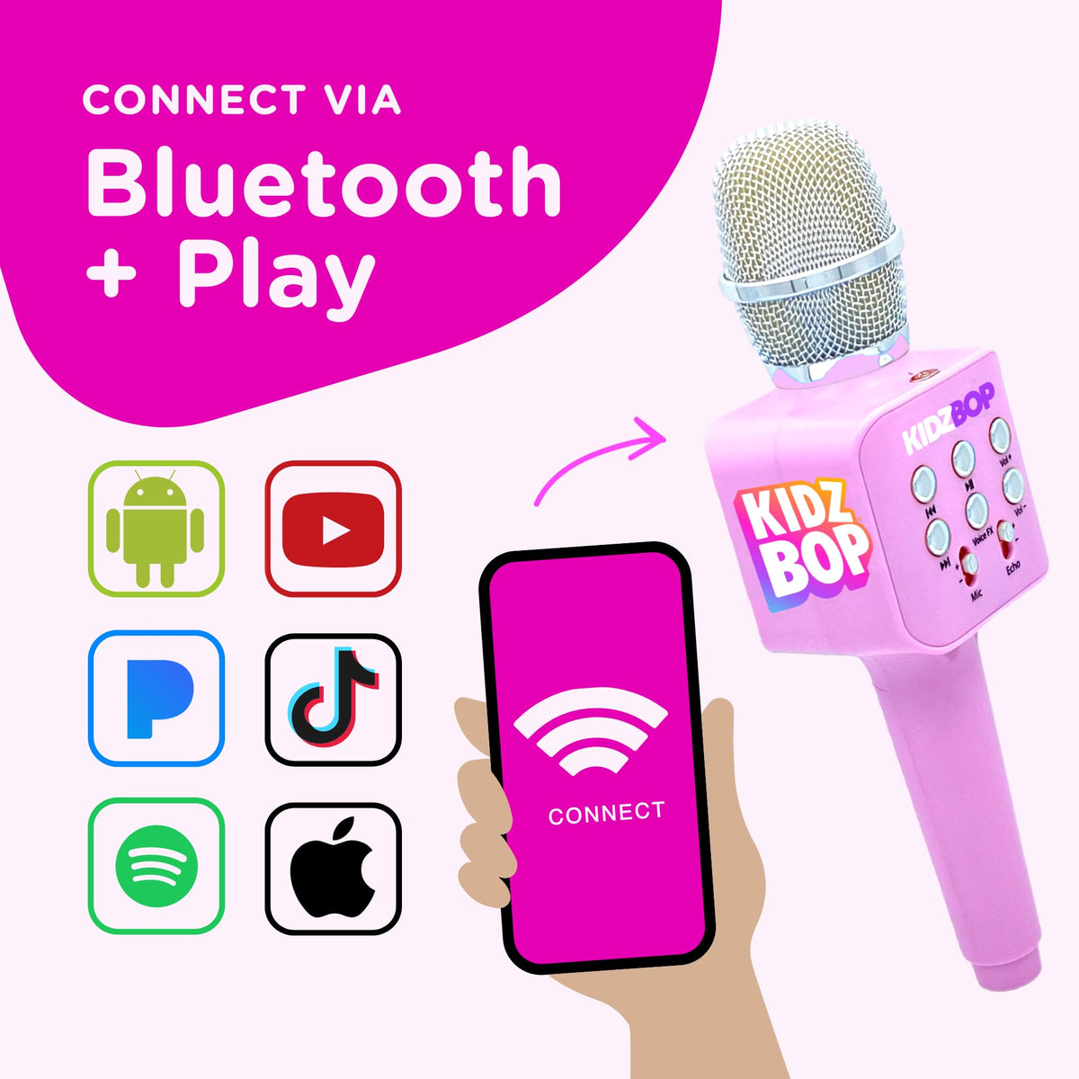 Move2Play Kidz Bop microphone with LED lights enhancing party vibes